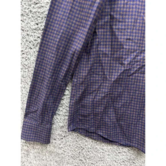 Dondup Cotton Plaid Button Up Long Sleeve Shirt Purple Mens Size L‎